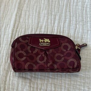 Coach Burgundy Patterned Cosmetic Bag